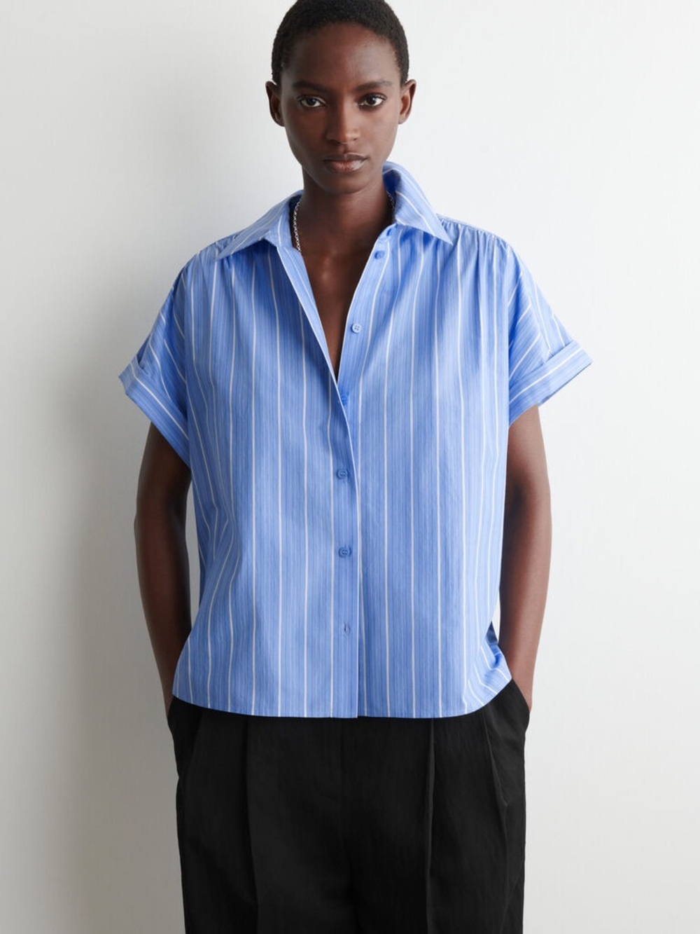 NWT (size 4) COS STRIPED SHORT-SLEEVED COTTON SHIRT